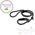 Black nylon rope slip lead 122cm for dogs, shown on a white background with Natural Dog Co. watermark